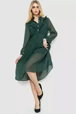 Платье шифоновое в горох, цвет зеленый, 204R620