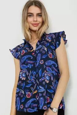 Блуза с цветочным принтом, цвет синий, 244R194