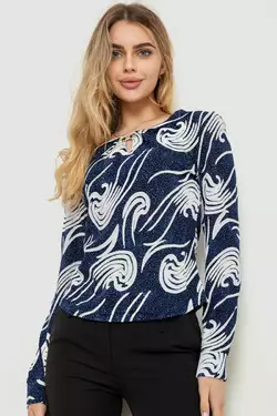Блуза с принтом, цвет сине-молочный, 186R400