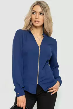 Блуза женская шифоновая, цвет темно-синий, 186R504