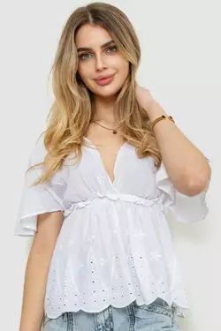 Блуза однотонная, цвет белый, 244R096