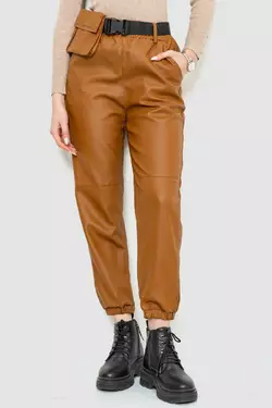 Штаны женские из экокожи, цвет коричневый, 186R5205