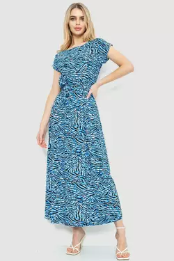 Платье с принтом, цвет сине-черный, 214R055-4
