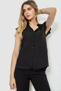 Блуза однотонная, цвет черный, 244R192