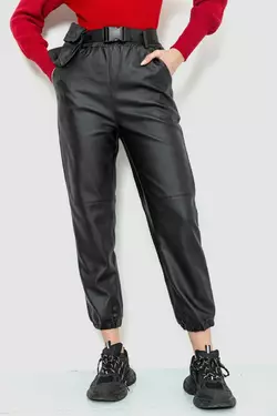 Штаны женские из экокожи, цвет черный, 186R5205