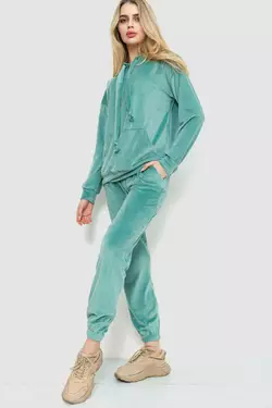 Спорт костюм женский велюровый, цвет оливковый, 177R022