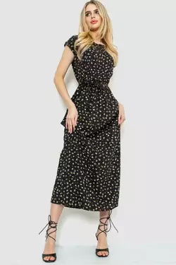 Платье с цветочным принтом, цвет черный, 214R055