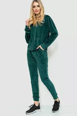 Спорт костюм женский велюровый, цвет темно-зеленый, 244R20304