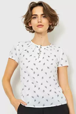Блуза с принтом, цвет молочный, 230R112-1