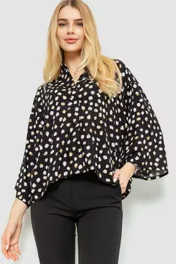 Блуза классическая свободного кроя, цвет черный, 102R332