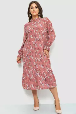Платье шифоновое с принтом, цвет сливовый, 204R201-1