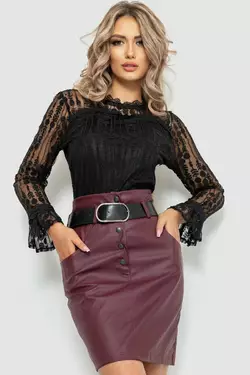 Блуза женская классическая гипюровая, цвет черный, 204R156