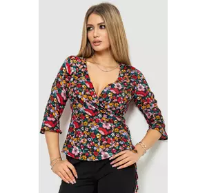 Блуза с цветочным принтом, цвет разноцветный, 244R072