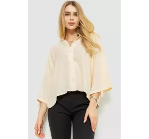 Блуза классическая однтонная, цвет светло-бежевый, 102R332-3